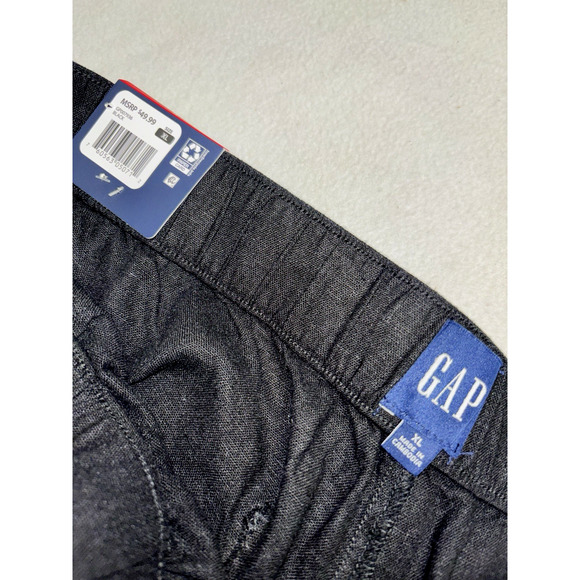 Gap NWT Black Linen-Blend WideLeg Trouser Pants Womens XL Elastic Drawstring Wst - Picture 6 of 13
